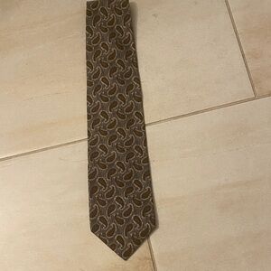 Calvin Klein Brown, Gray, and Tan Paisley Tie